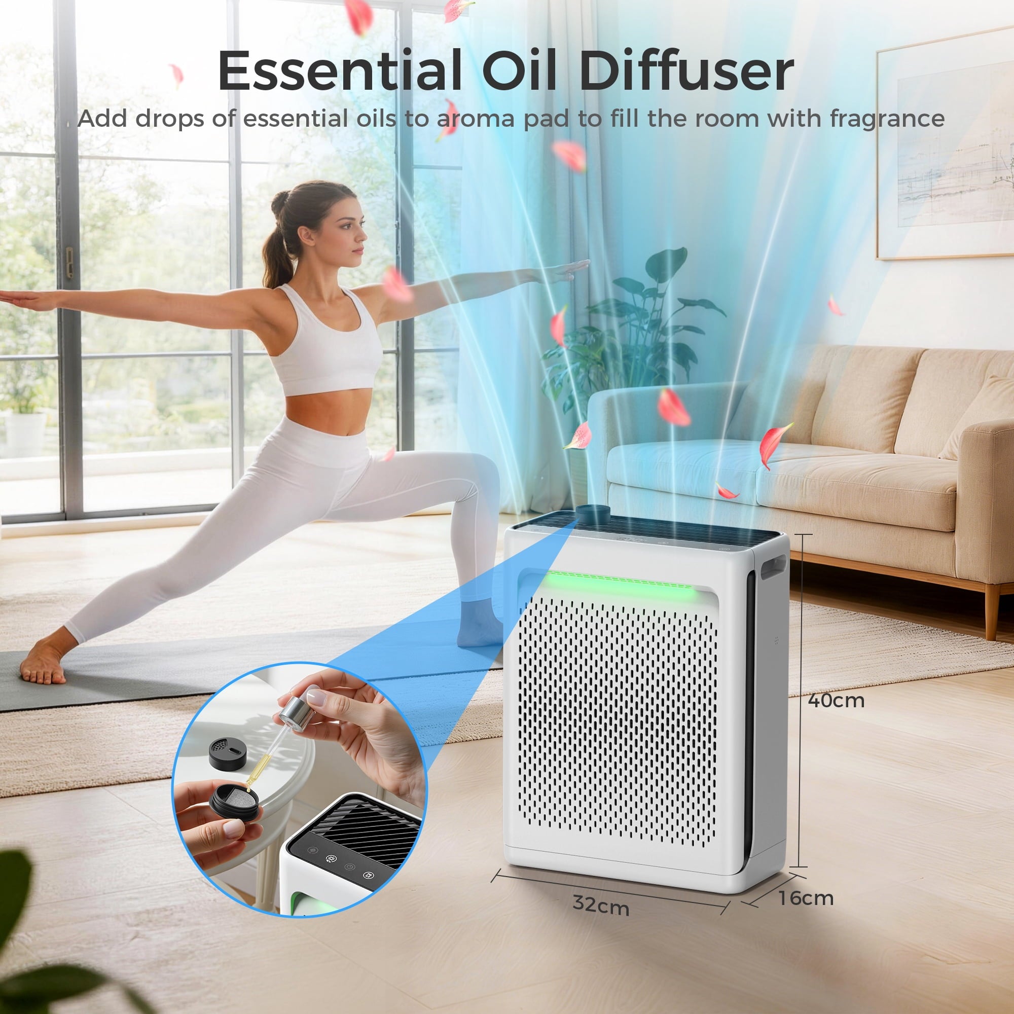 ALROCKET Air Purifiers for Home Large Room 2680 Ft² with Washable Filters,HEPA Air Purifier for Home Pets Bedroom with Fragrance,PM2.5 Air Quality Monitor,Air Cleaner for Dust, Pets,White